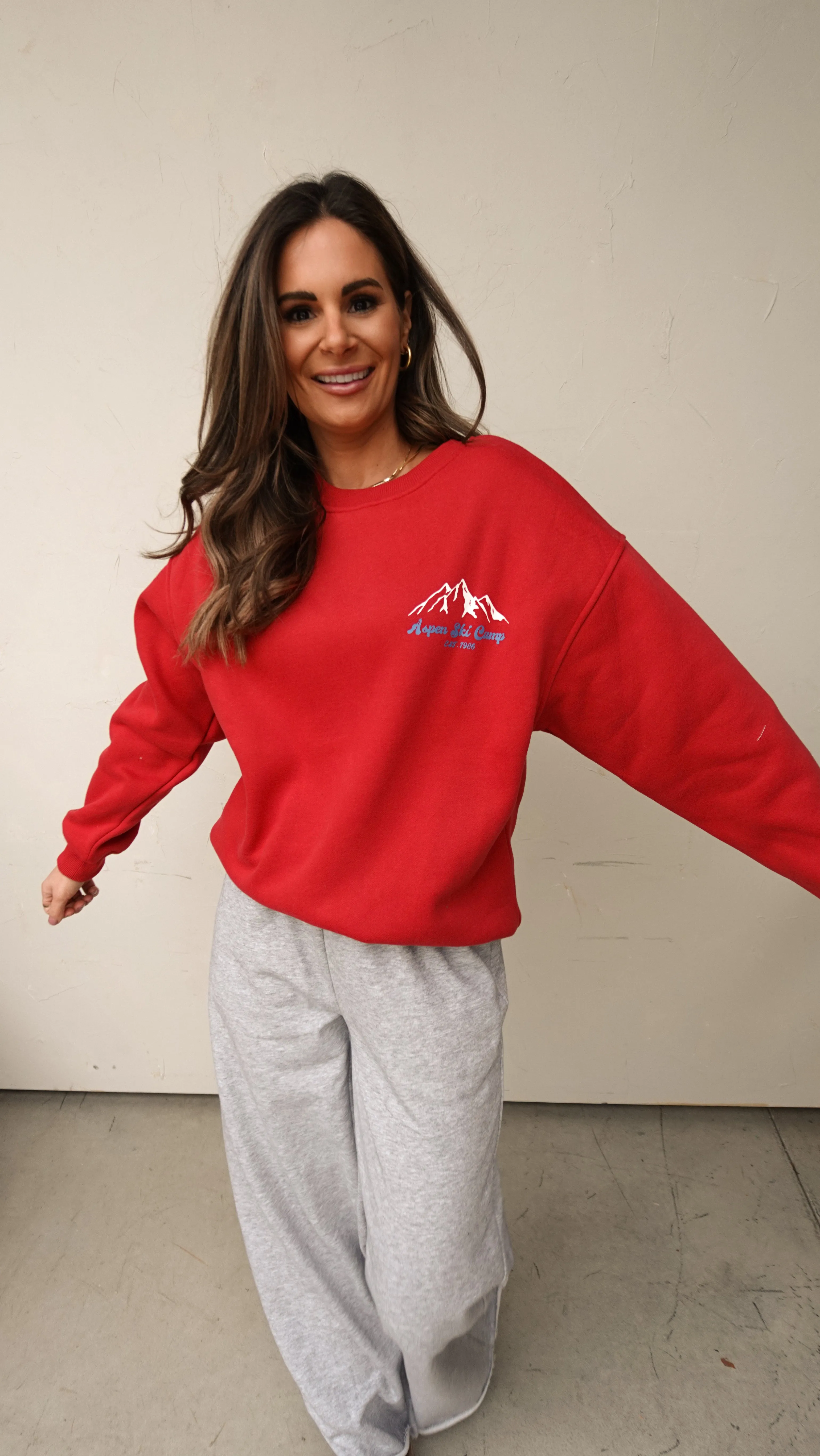 Red Aspen Ski Camp Crewneck Sweatshirt