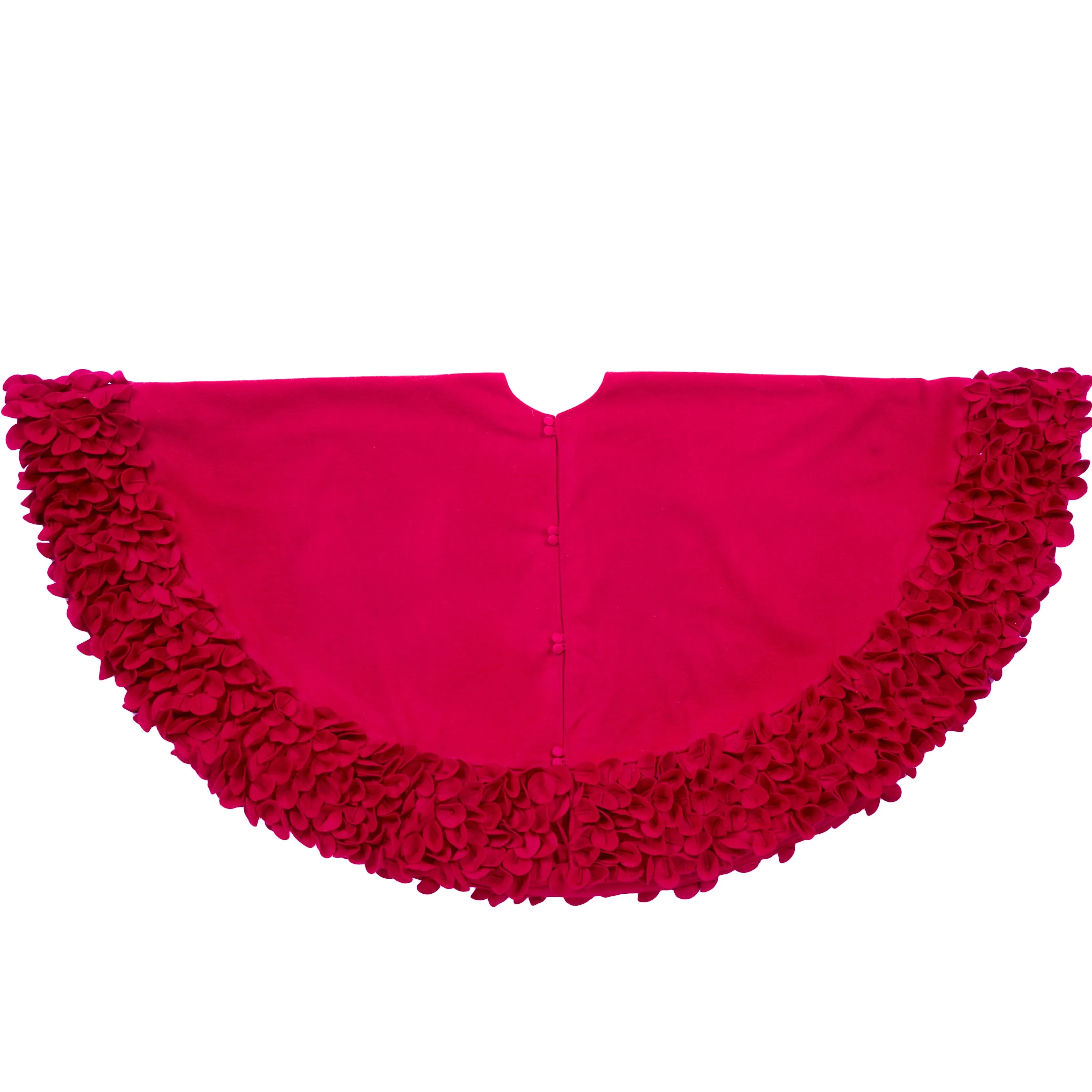 Red Calla Lily Flower Border Christmas Tree Skirt in Recycled Wool - 60"