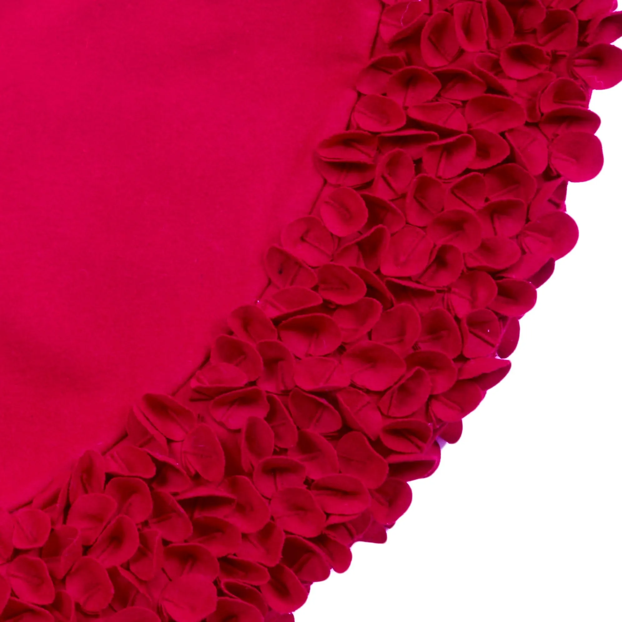 Red Calla Lily Flower Border Christmas Tree Skirt in Recycled Wool - 60"