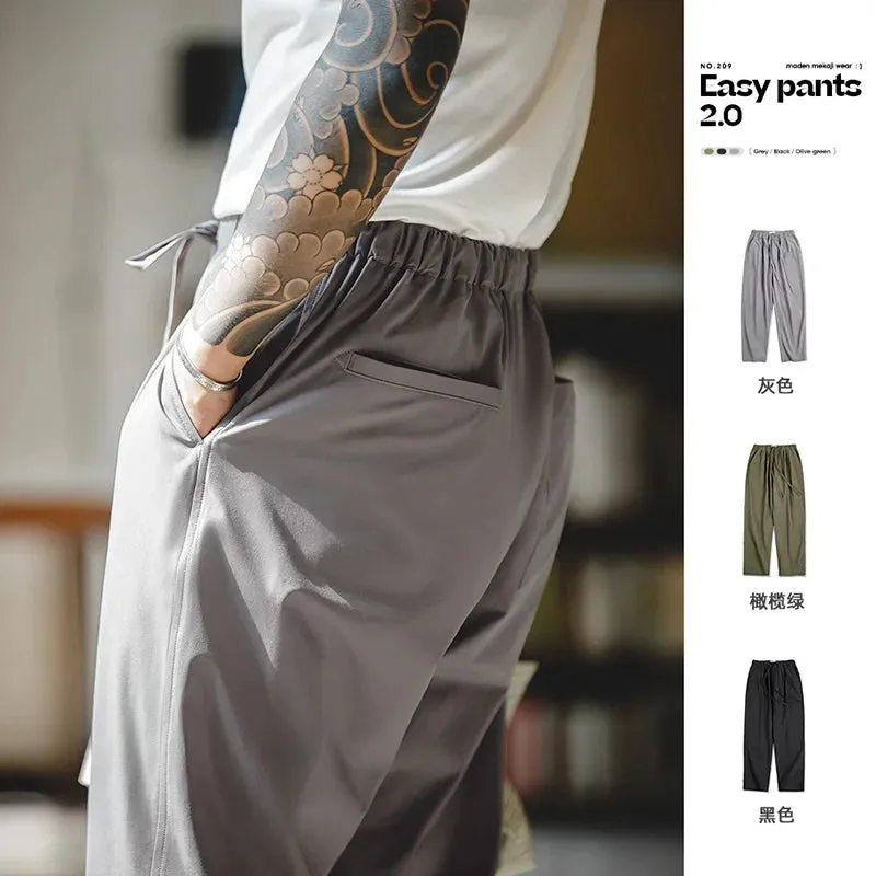 Retro Non-iron Easy Straight Pants Casual Flat Front Jogger Pants