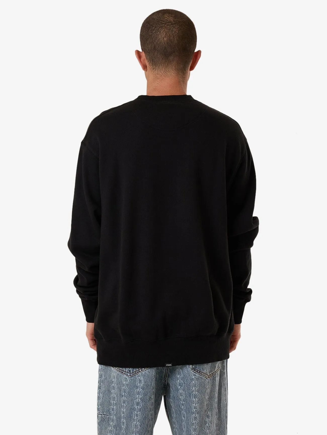 Roosevelt Emboss Oversize Crew Fleece - Black