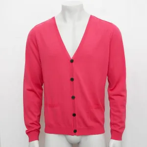 Rose Pink Wool Buttoned Cardigan Knitwear