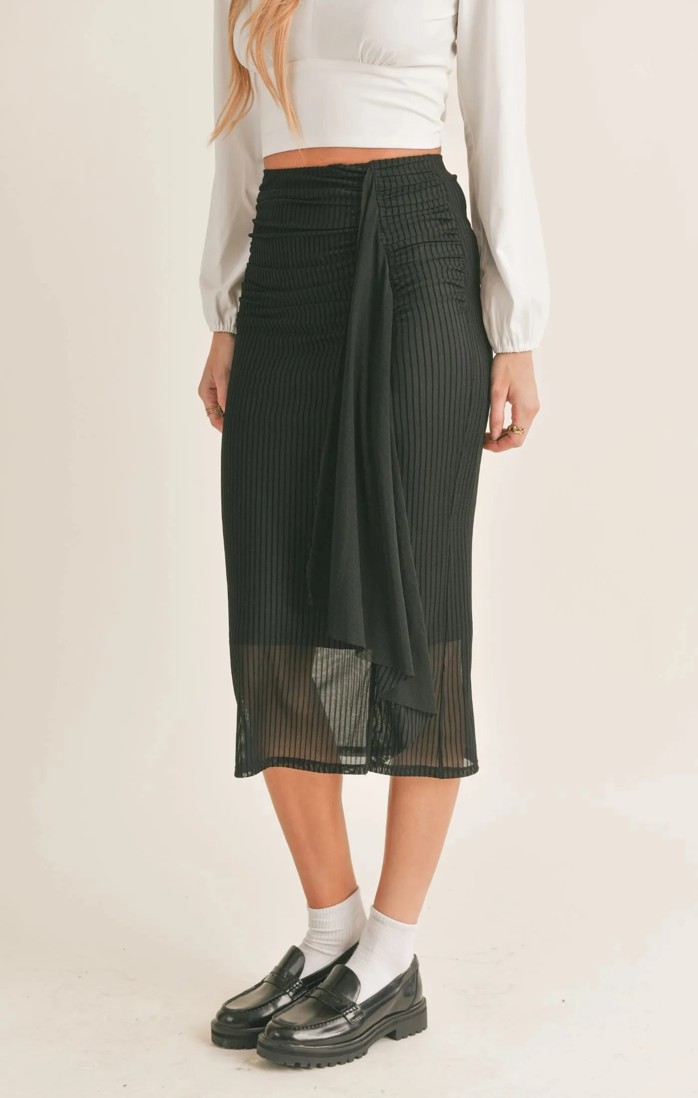 Sage the Label Lady Dynamite Ruched Midi Skirt