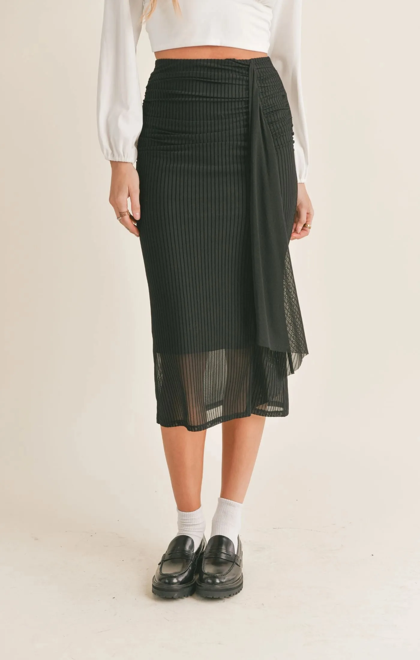 Sage the Label Lady Dynamite Ruched Midi Skirt