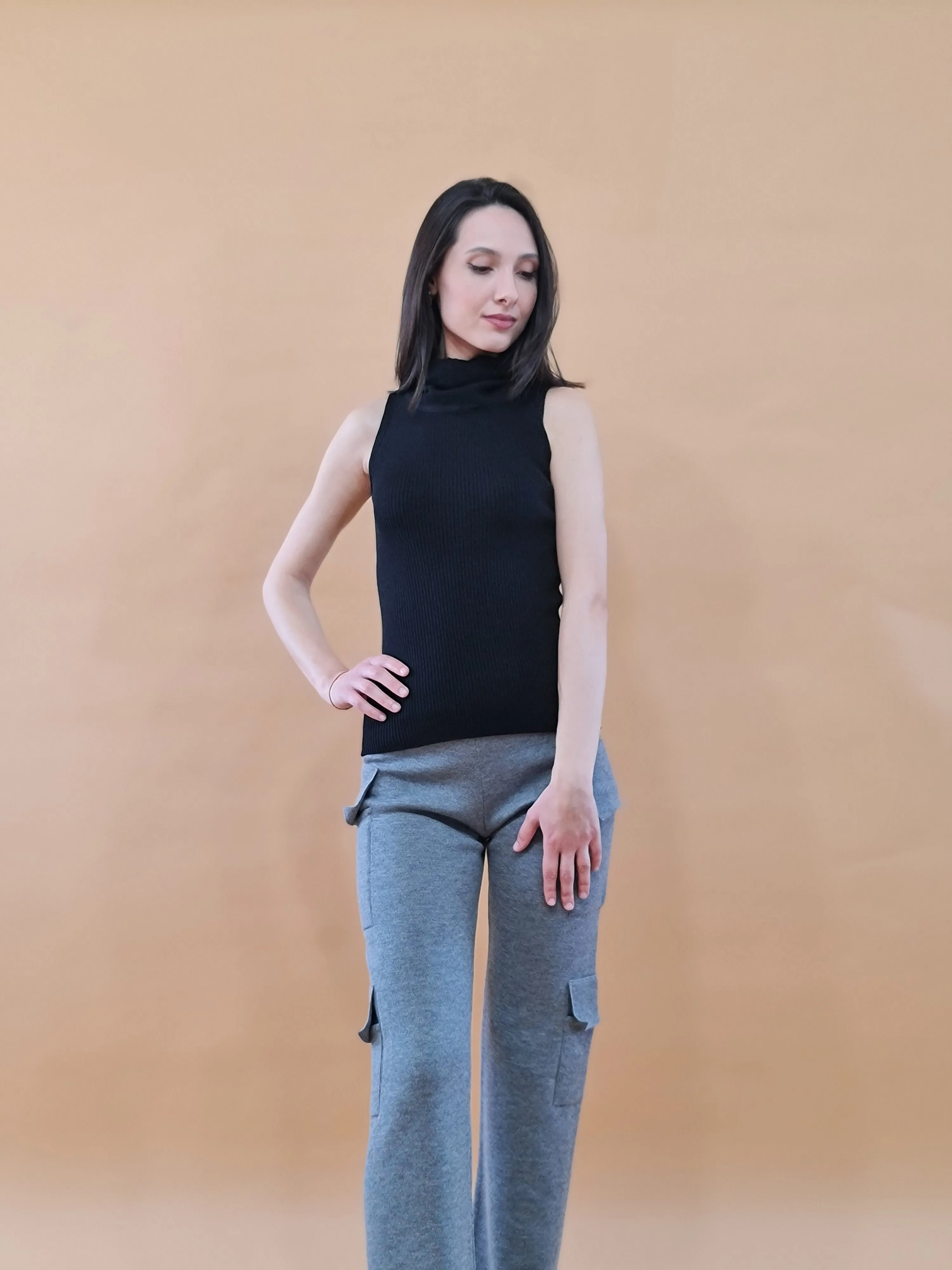 Silenzio Merino Ribbed Turtleneck - Sleeveless