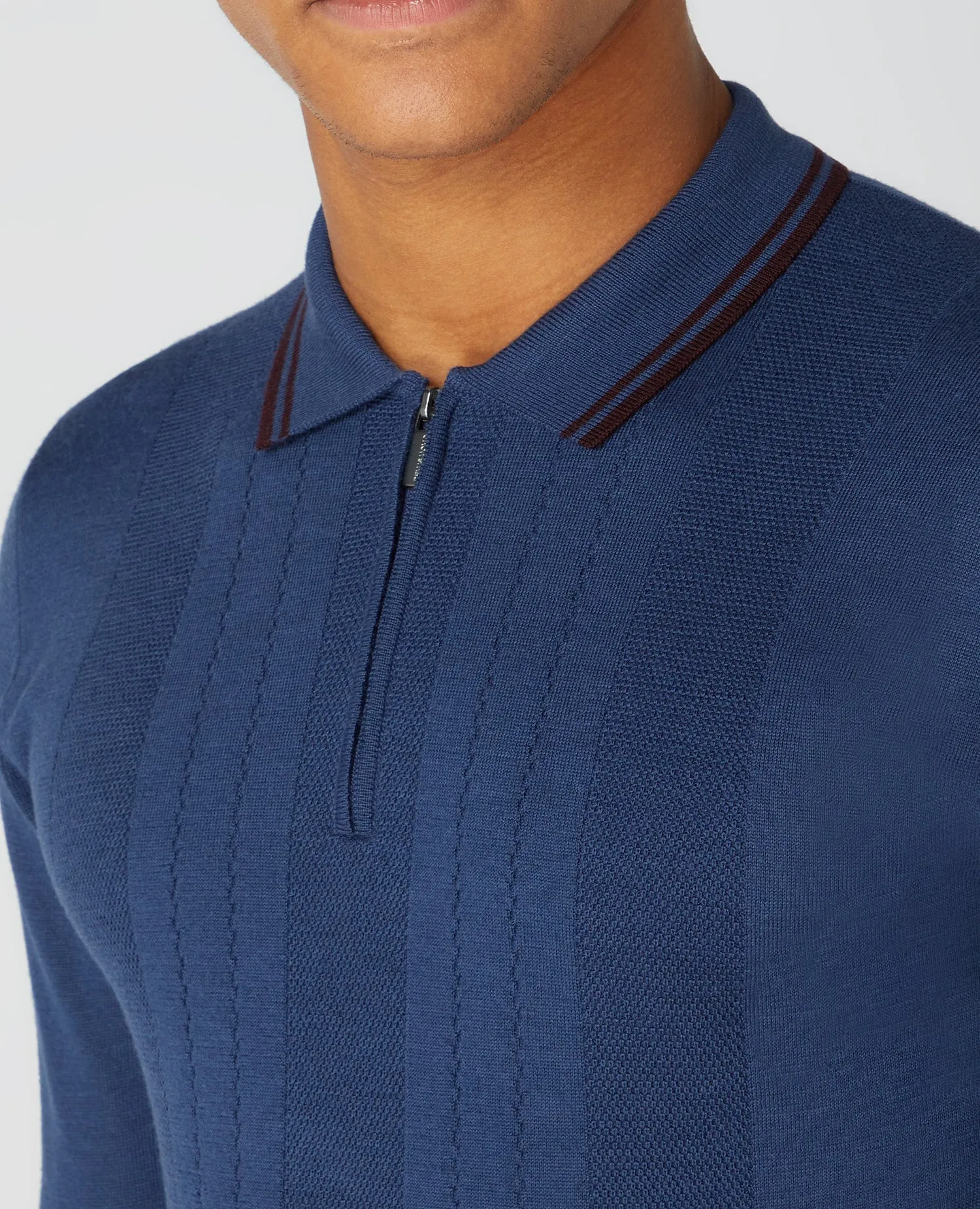 Slim Fit Merino Wool-Blend Long Sleeve Knitted Polo