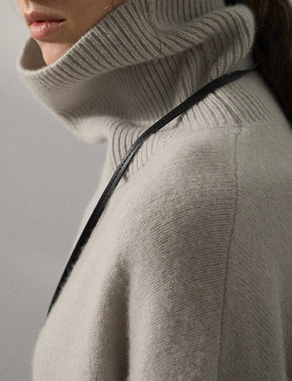 Soft Wool Turtleneck Sweater in Pale-Stone-PREORDER