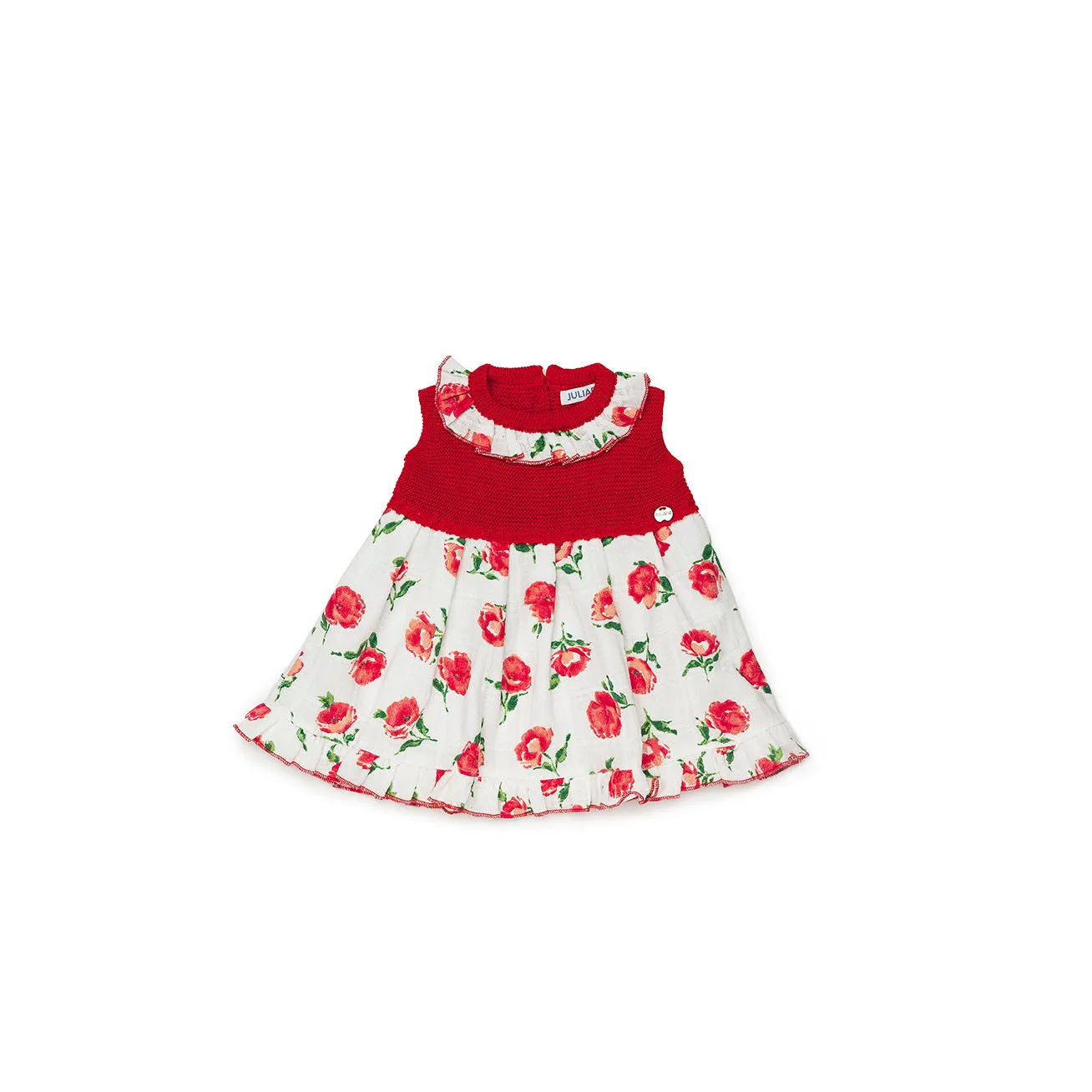 SS24 Juliana Girls White & Red Rose Dress