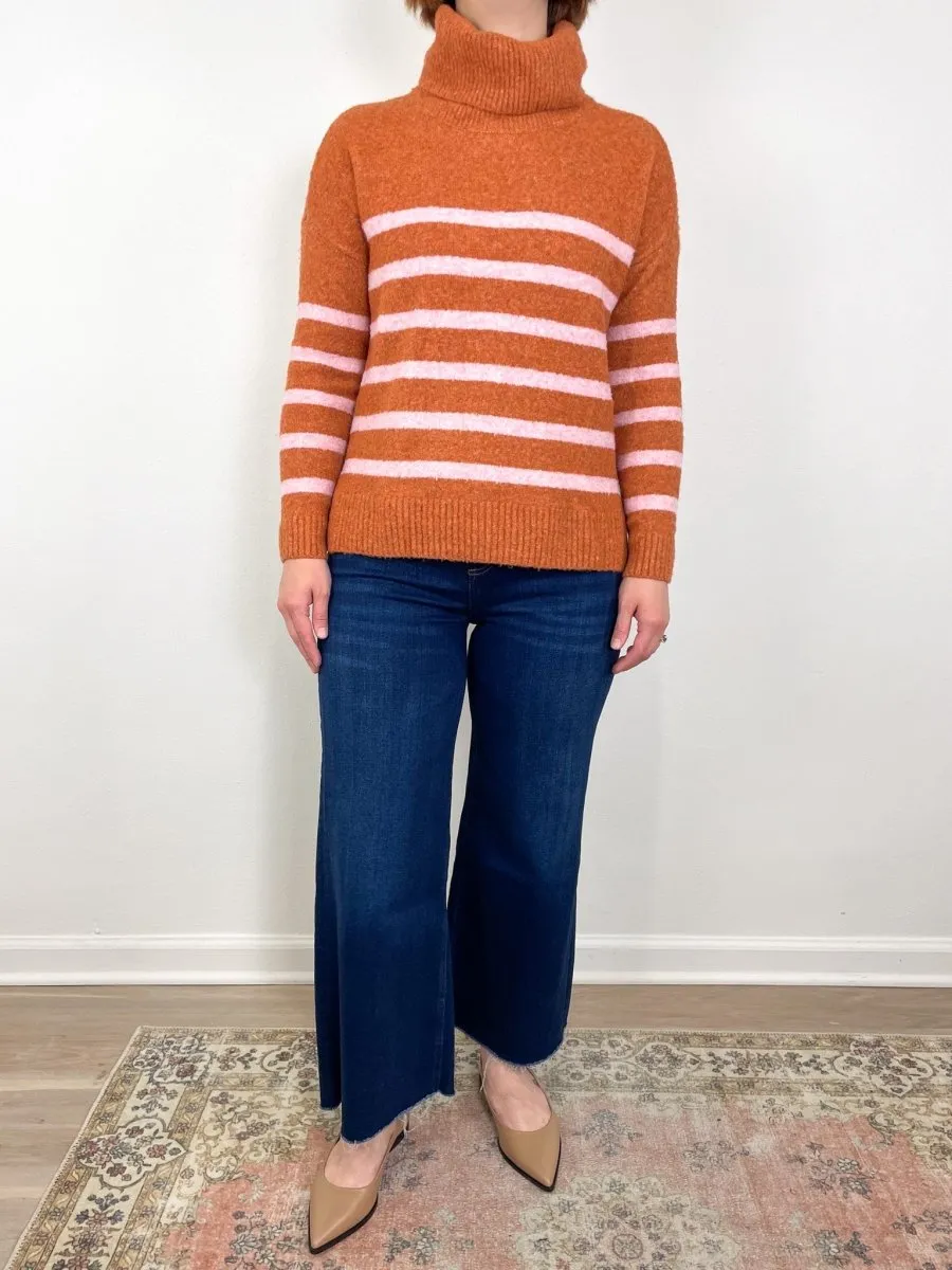 Striped Turtleneck Sweater in Nutmeg Stripe