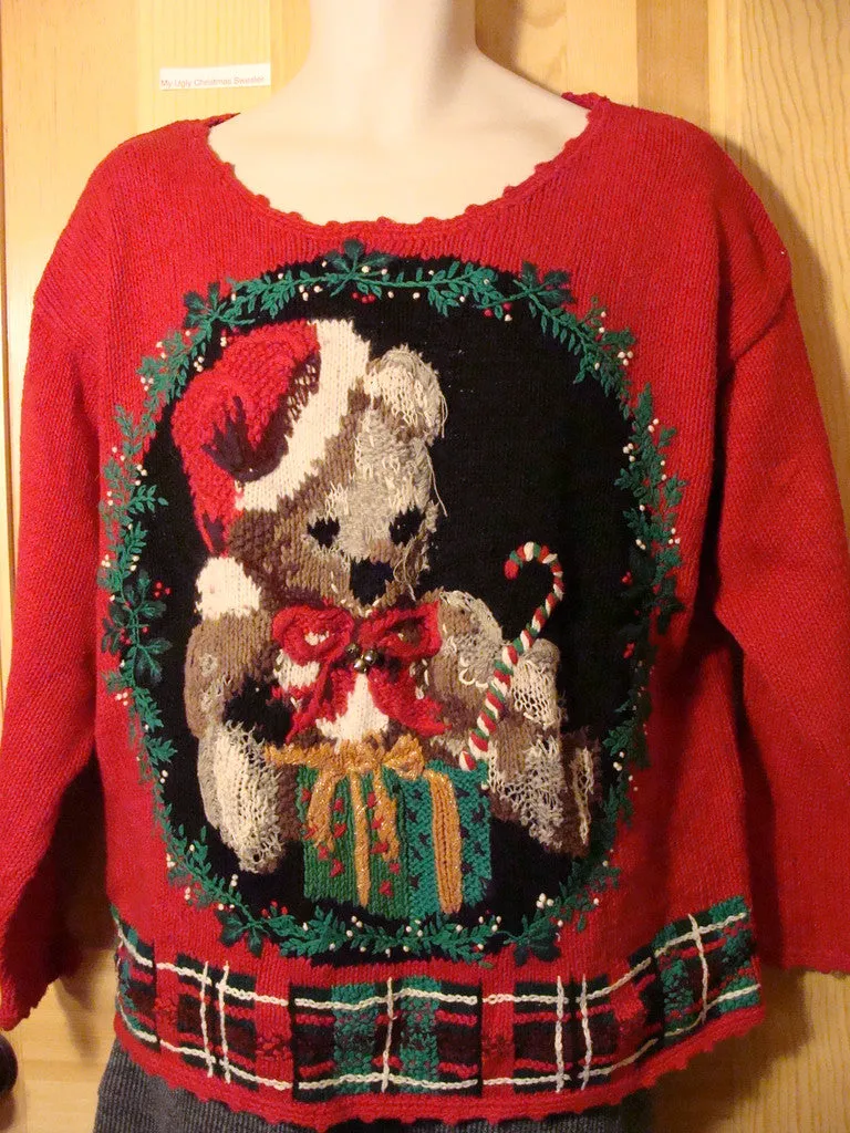 Tacky Ugly Christmas Sweater 80s Giant Bear (f433)