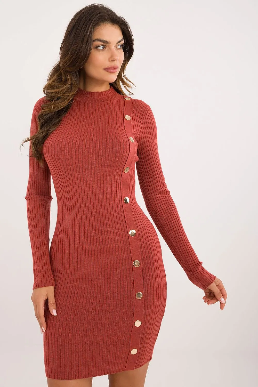 TEEK - Button Drop Long Sleeve Dress