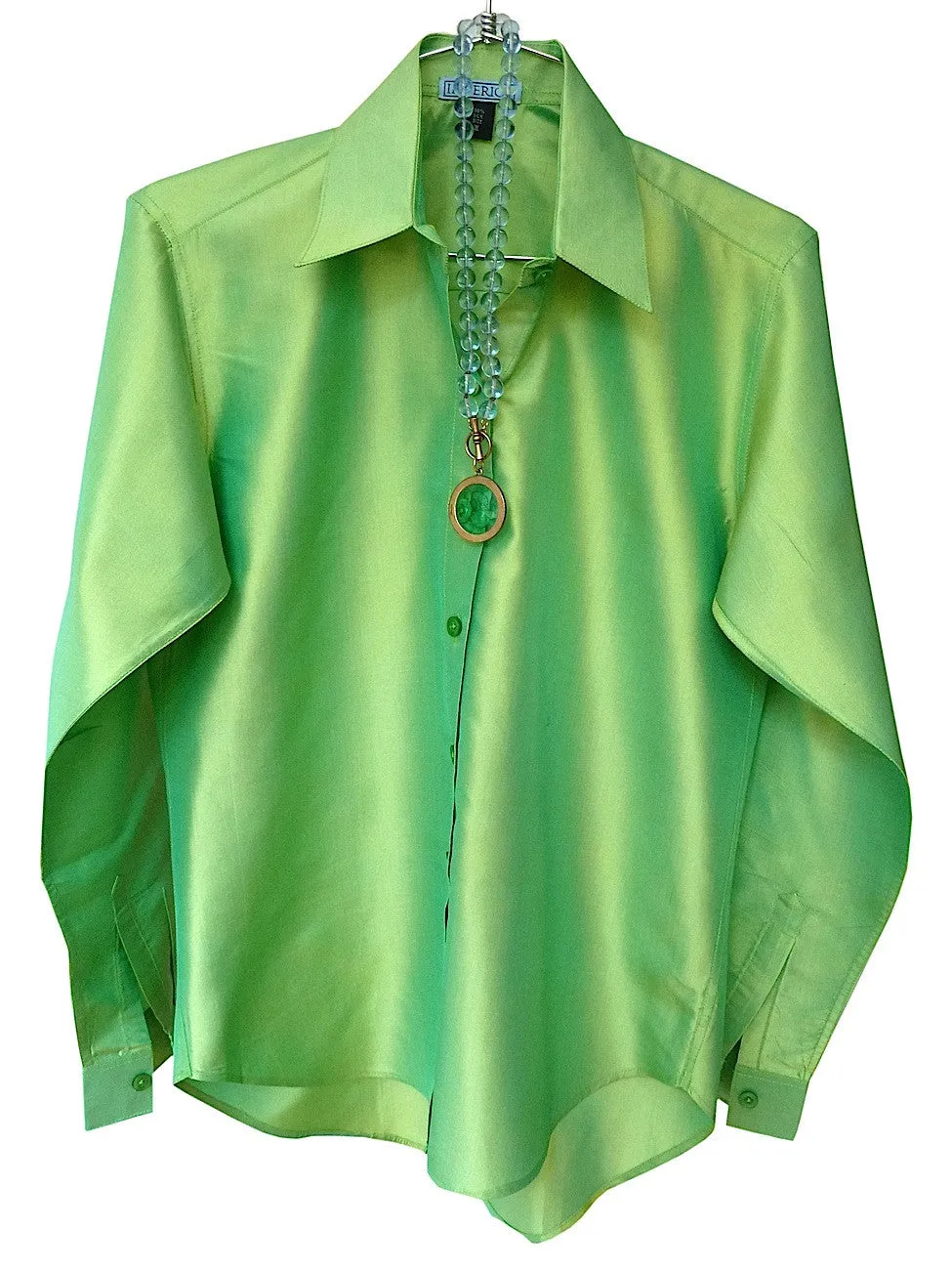 Thai Silk Button Down Shirt Peridot