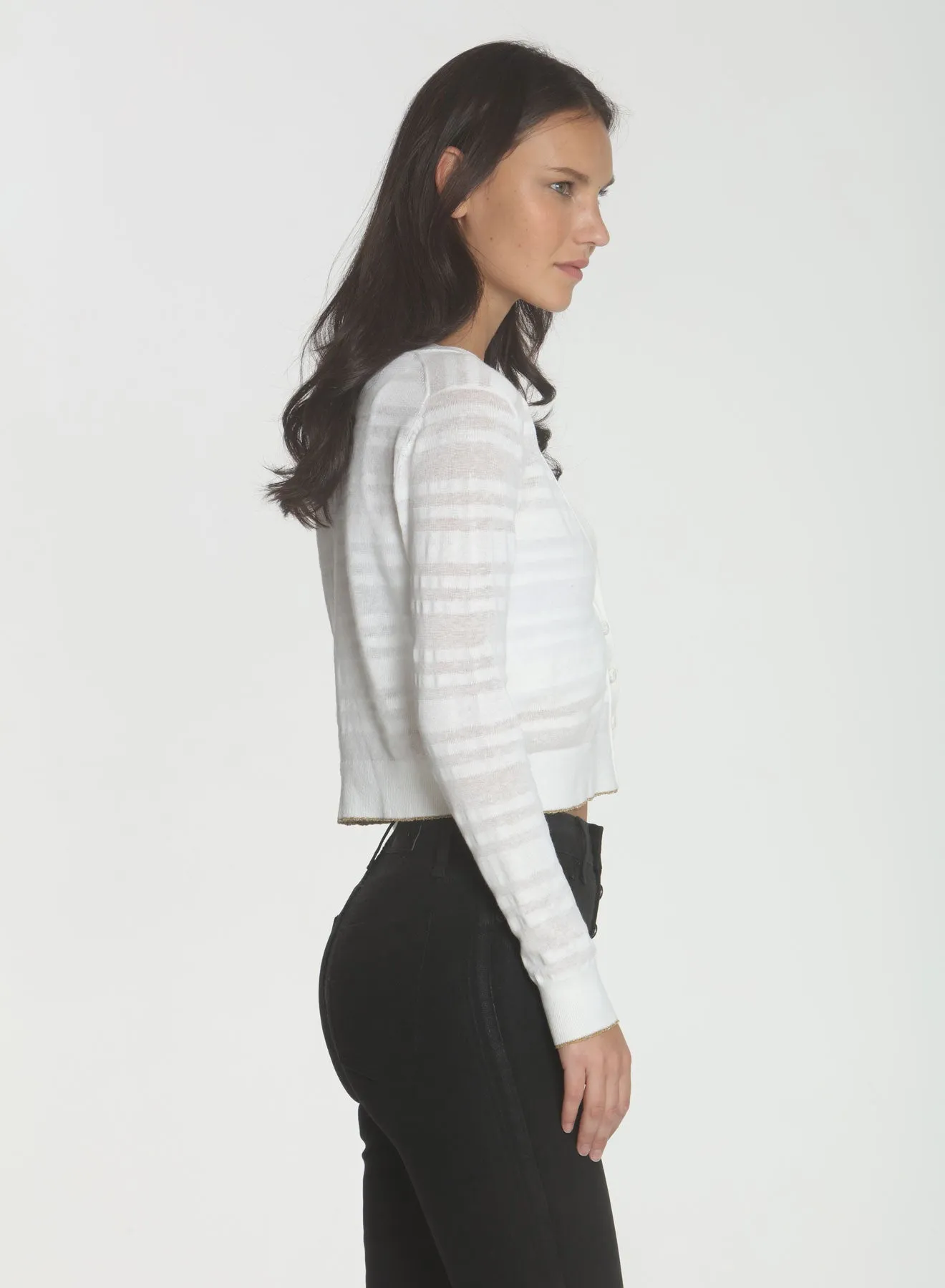 Thea Stripe Cardigan - White