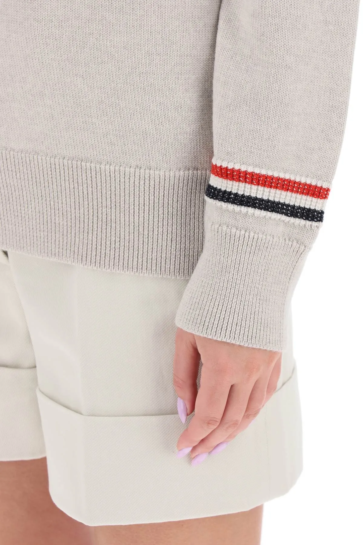 Thom Browne Turtleneck Sweatear With Tricolor Intarsia