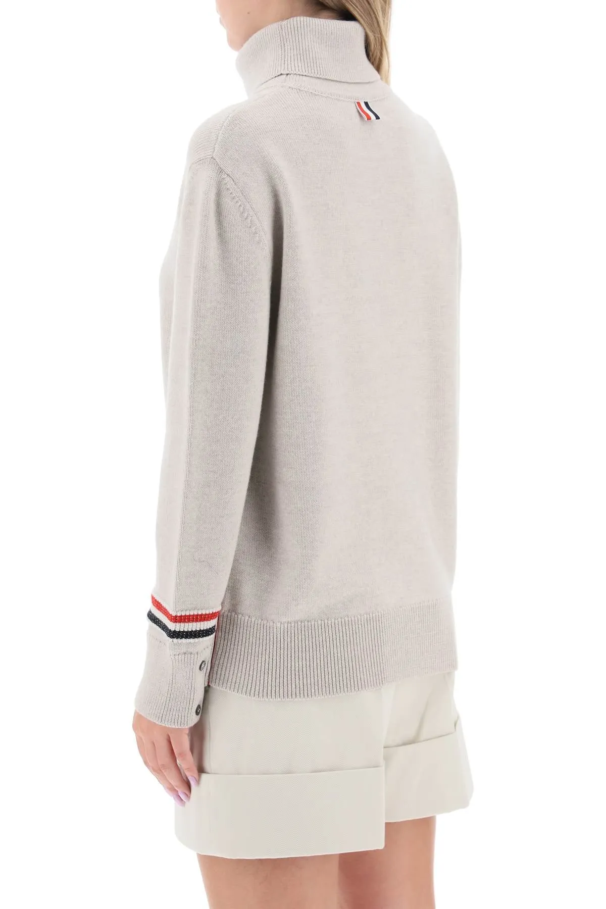 Thom Browne Turtleneck Sweatear With Tricolor Intarsia