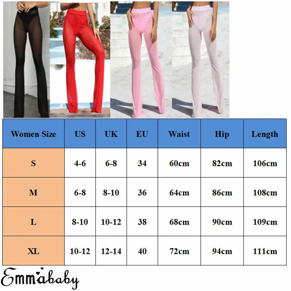 Trendy Mesh  High Waist Bikini Cover Up Pants