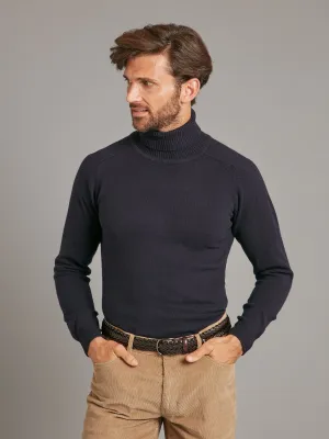 Turtle Neck Sweater - Super Geelong Dark Navy