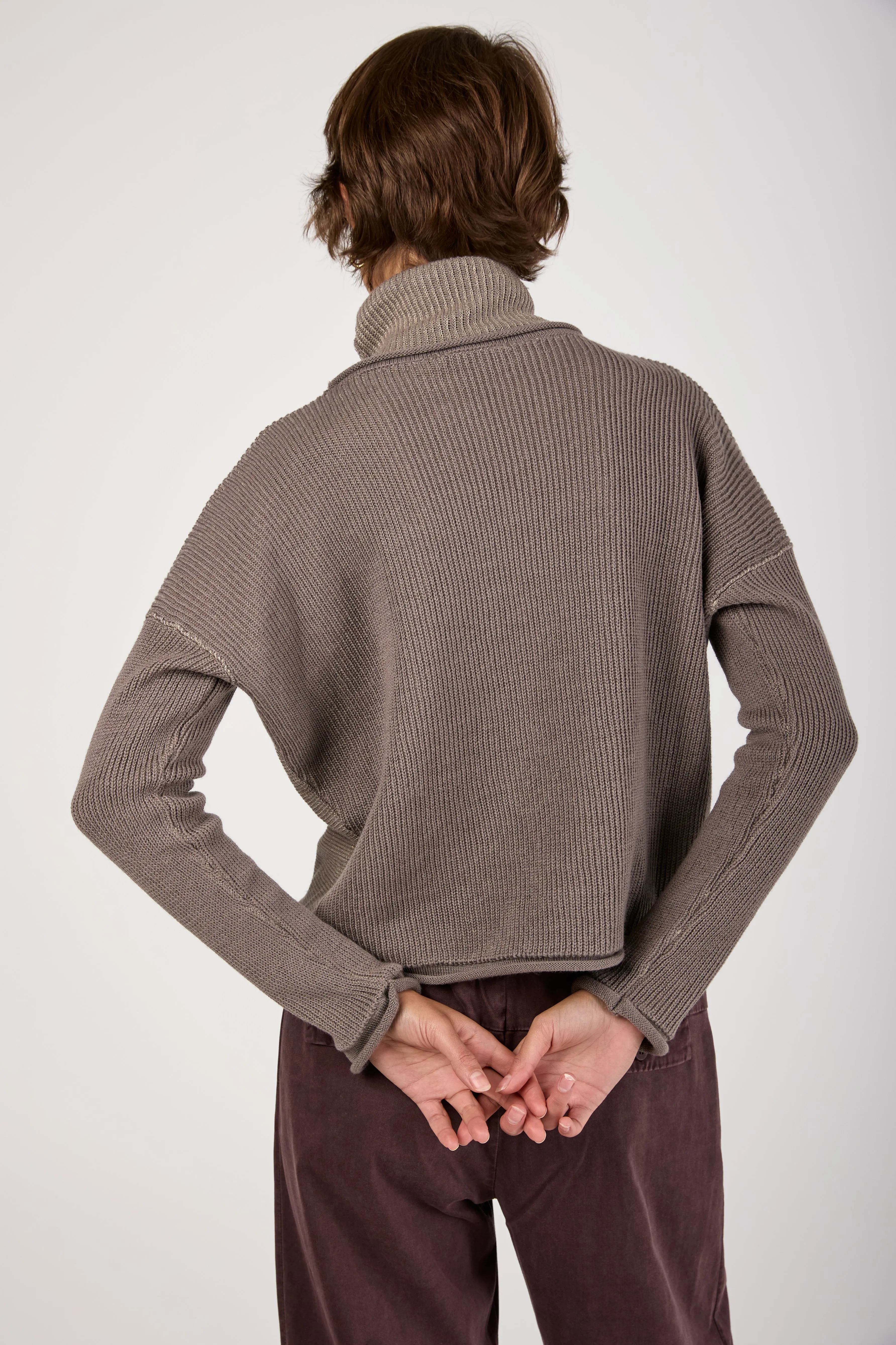 Turtleneck Knit Sweater in Taupe