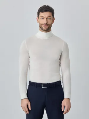 Turtleneck Sweater With Long Sleeves In Extra Fine Merino Wool