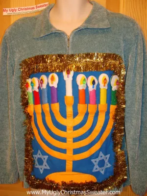 Ugly Christmas Sweater Party Hanukkah Sweater (j98)