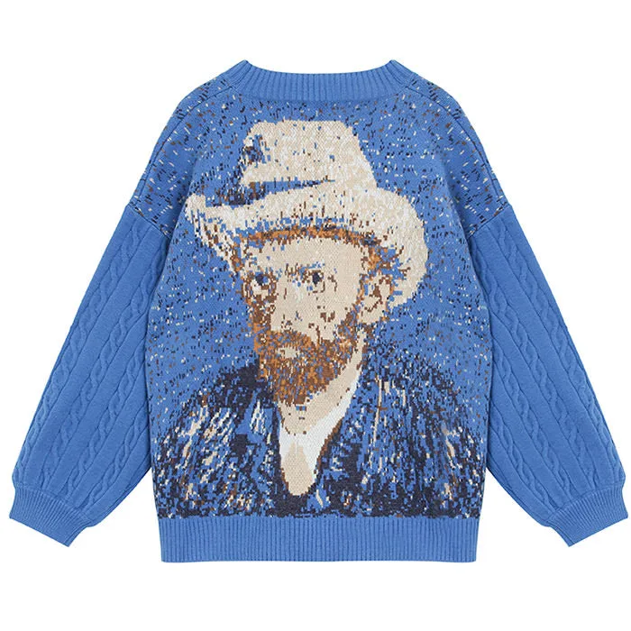 Van Gogh Self-Portrait Knit Cardigan