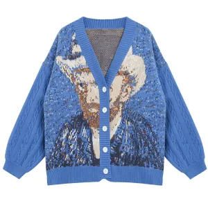 Van Gogh Self-Portrait Knit Cardigan