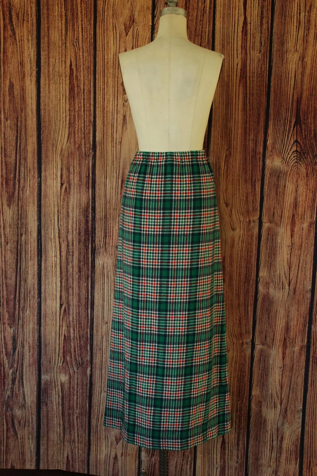 Vintage 1960s Knockabouts by Pendleton Wool Green and Red Plaid Skirt