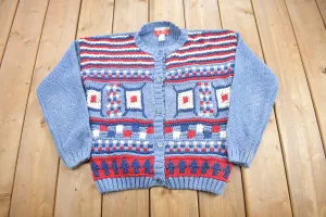 Vintage 1990s IVY Colourful Knit Cardigan Sweater