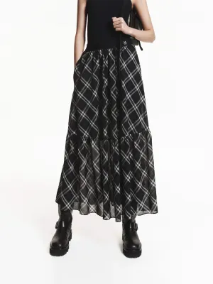 Wool Blend Plaid Skirt