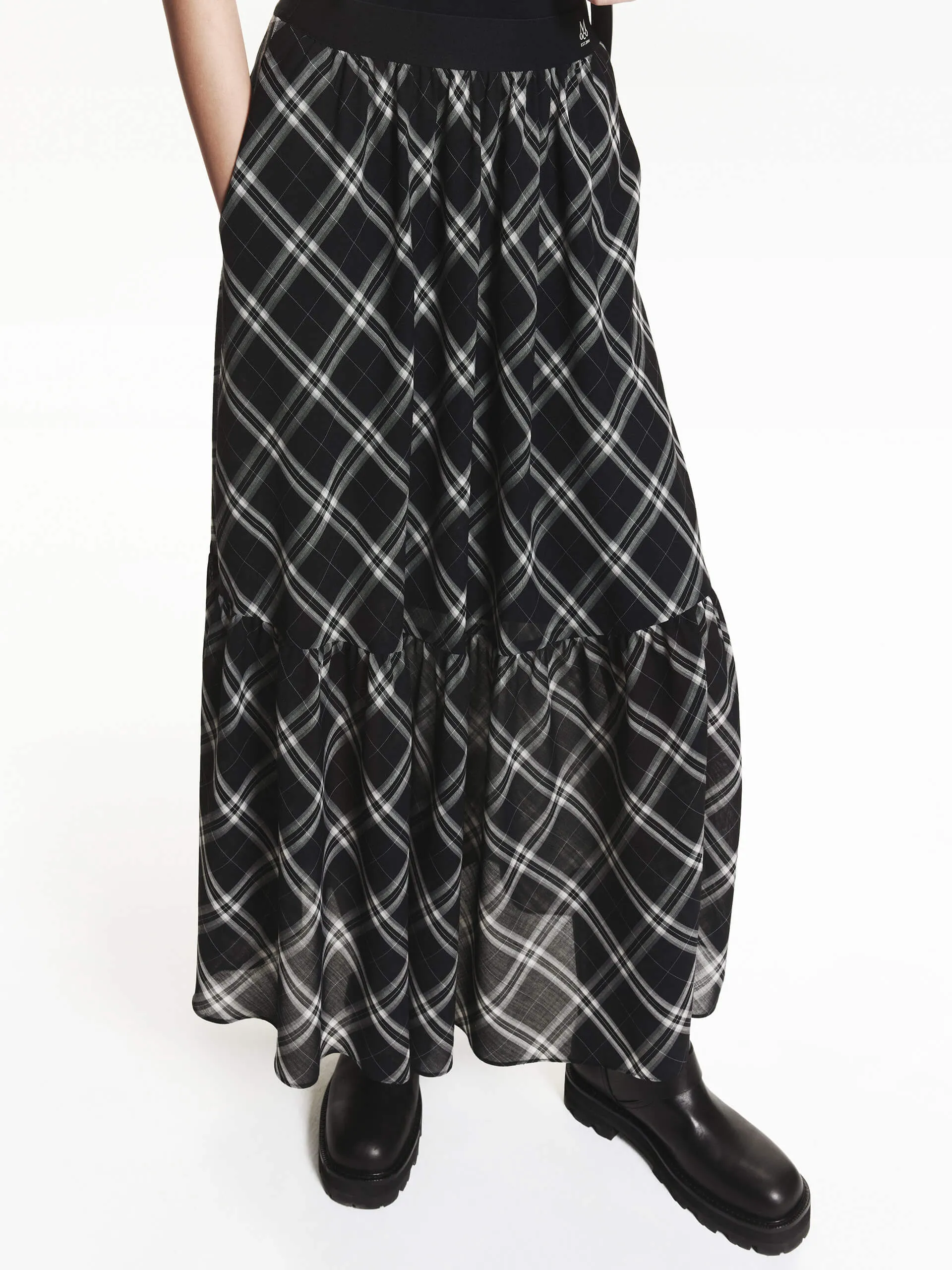 Wool Blend Plaid Skirt