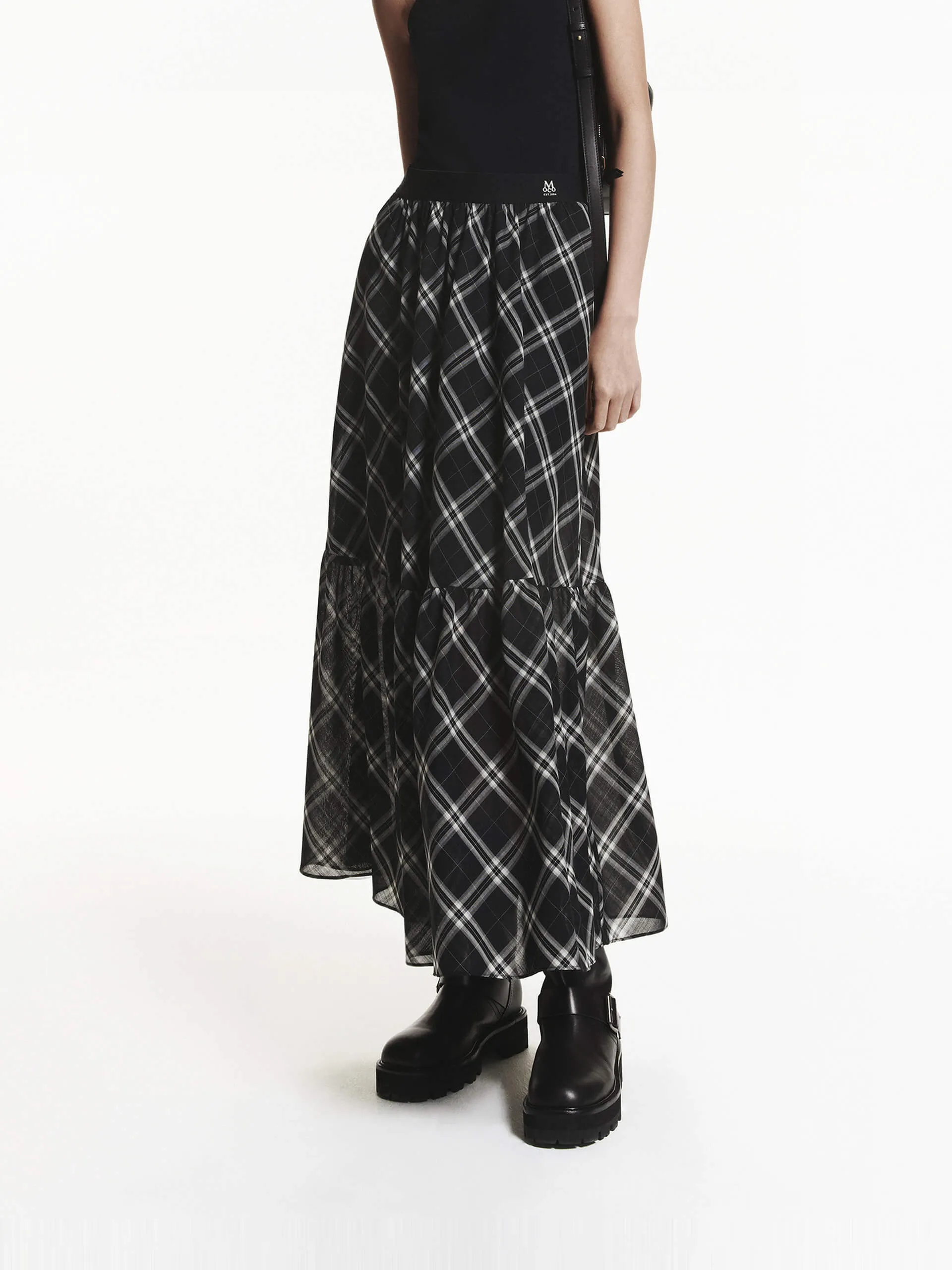 Wool Blend Plaid Skirt